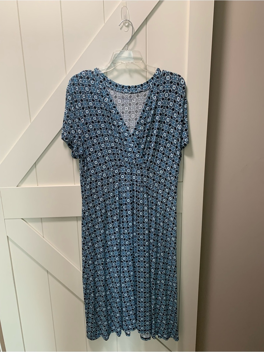 Blue Floral V-Neck Women's Dress Size L